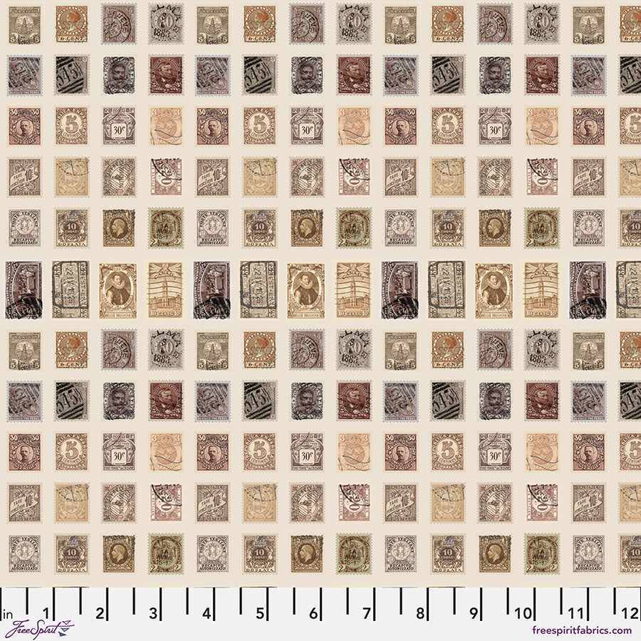 Eclectic Elements Palette: NEUTRAL STAMPS Fabric (1/2 yd.) by Tim Holtz