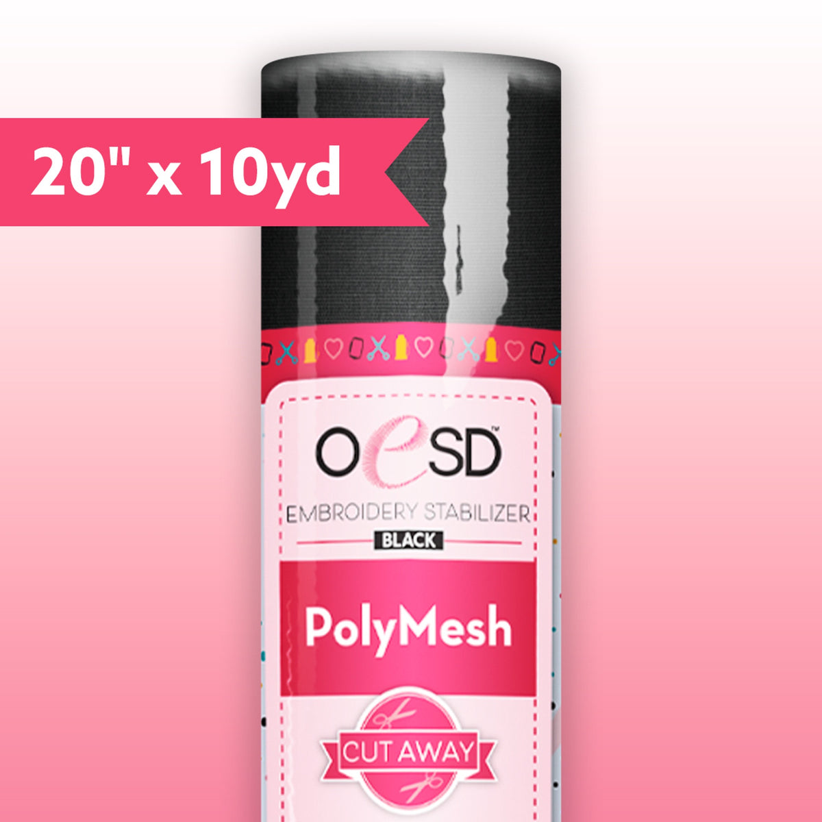 OESD PolyMesh CutAway - Black 20in x 10yds (HBC15-20B)