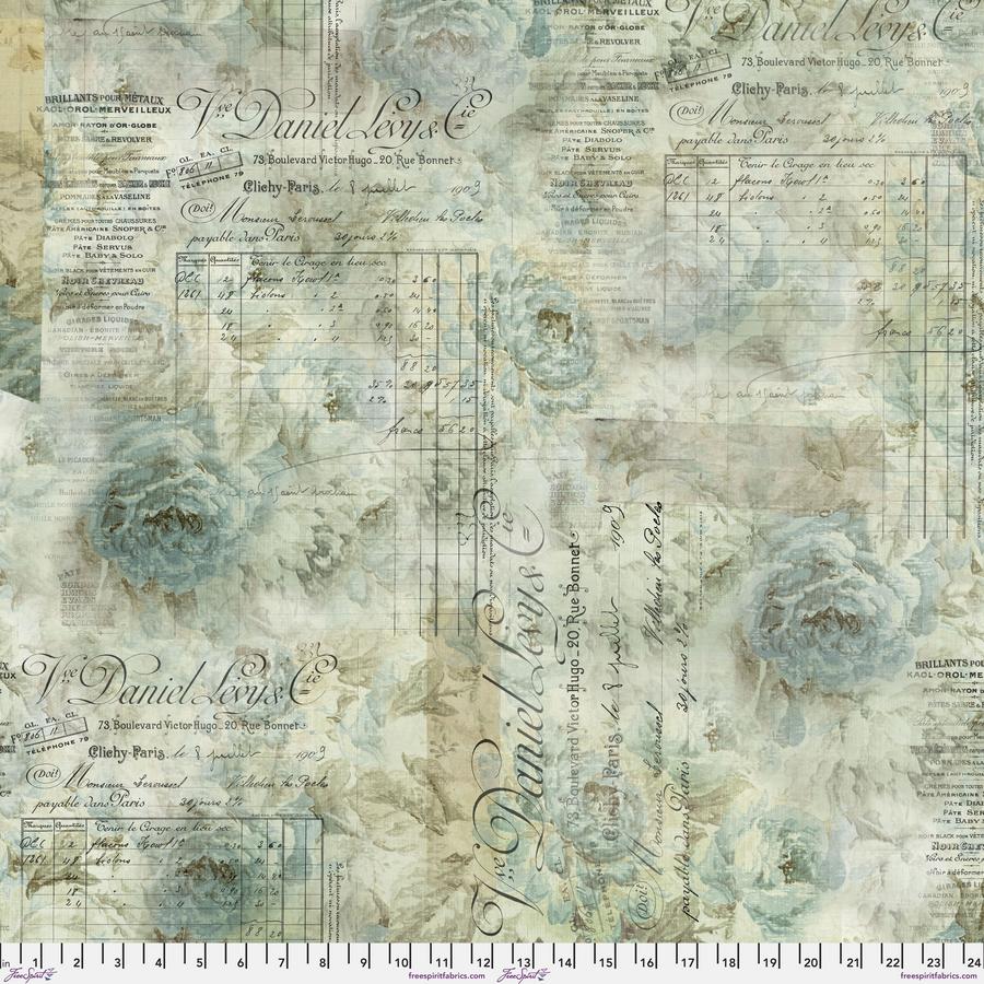 Eclectic Elements, Receipt, Aqua 108" Quilt Back