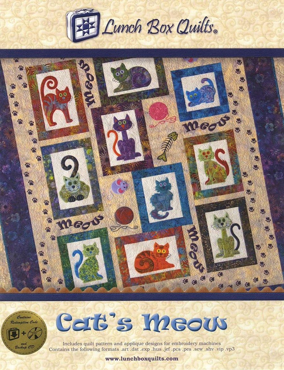 Cat's Meow Machine Embroidery CD by Lunch Box Quilts