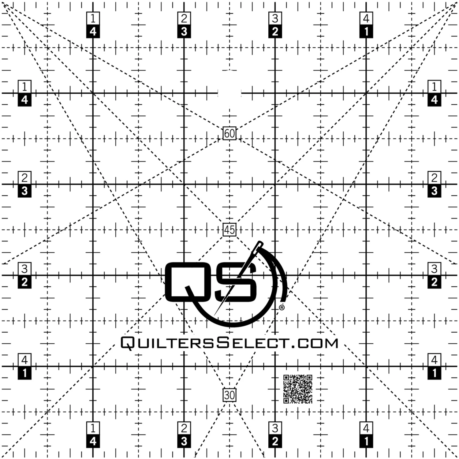 QUILTERS SELECT Crystal Ruler - Clear, Non-Slip 5x5 Ruler