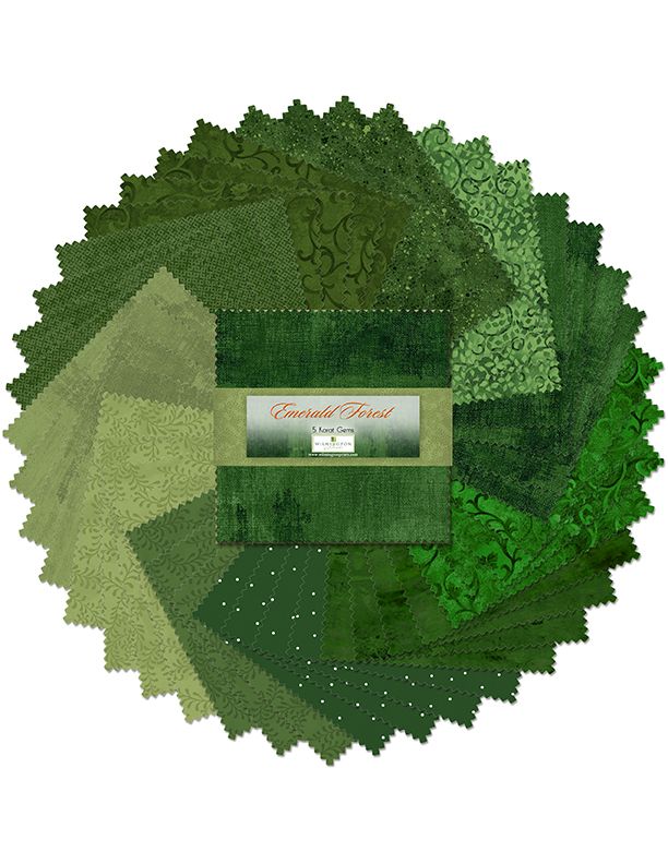 Emerald Forest 5" Squares Karat Gems Revised 4/5/24 Wilmington Prints Cotton Fabric WP-507-2-507