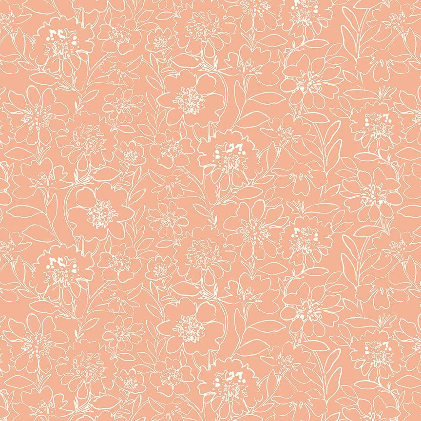 Secret Garden: SECRET GARDEN ORANGE Fabric (1/2 yd)