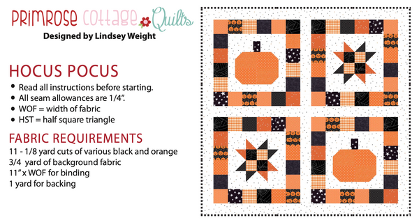 Hocus Pocus by Lindsey Weight of Primrose Cottage Quilts - Quilt PDF Pattern