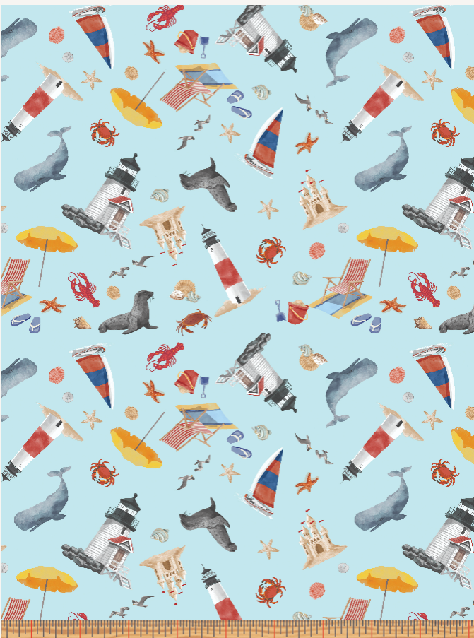 All New England Shop Hop 2024 - Summer-Blue by Benartex