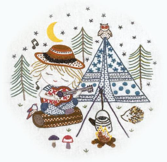When Sacha goes camping - Embroidery kit - Un chat dans l'aiguille
