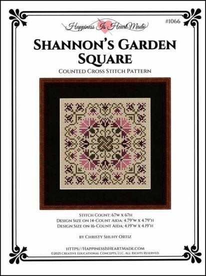 Shannon's Garden Square Cross Stitch Pattern by Happiness Is HeartMade