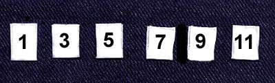 Wholesale Clothing Labels - Odd Numbered Sizes 1 thru 43 , 1,000