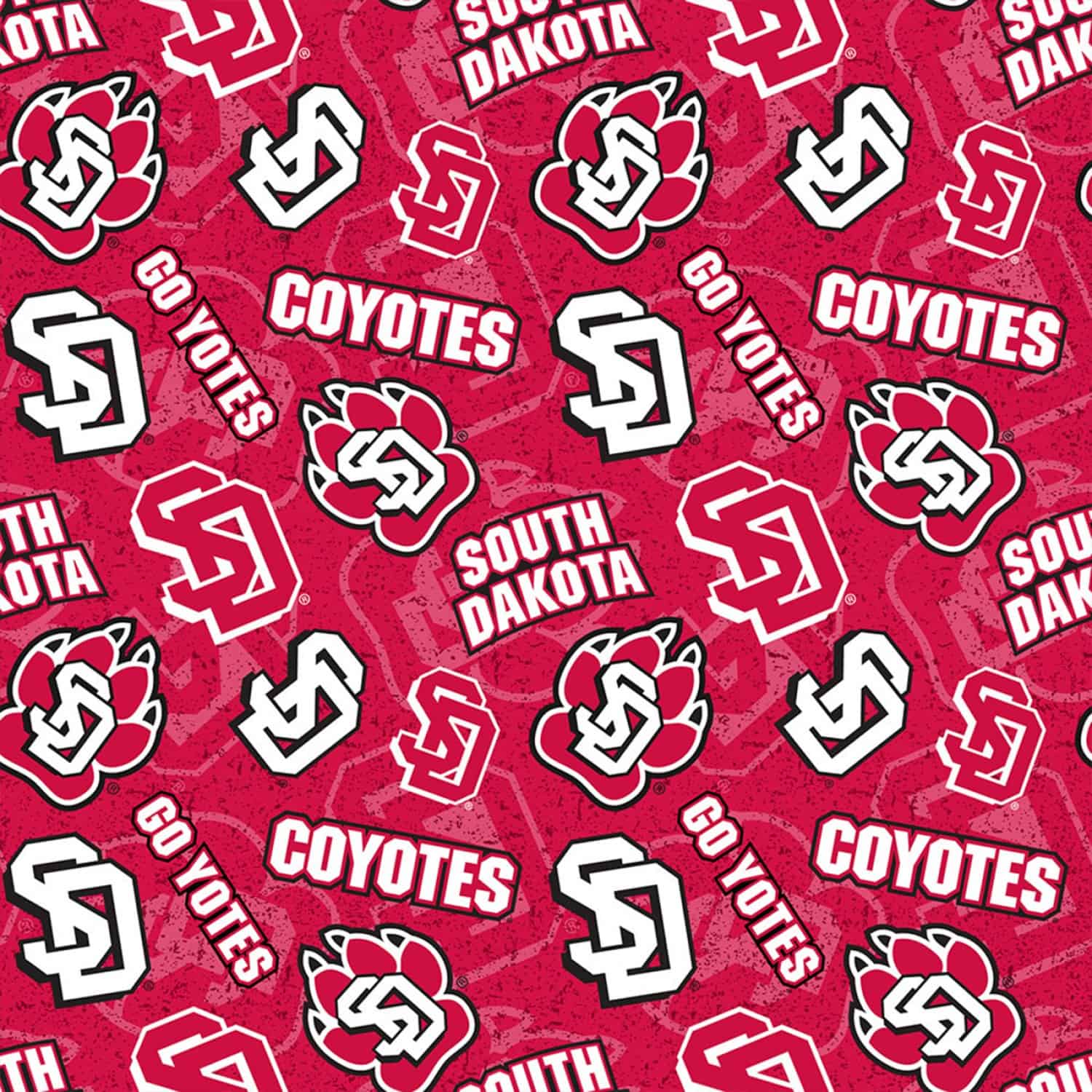 South Dakota Coyotes NCAA College Tone on Tone Sykel Cotton Fabric SD-1178
