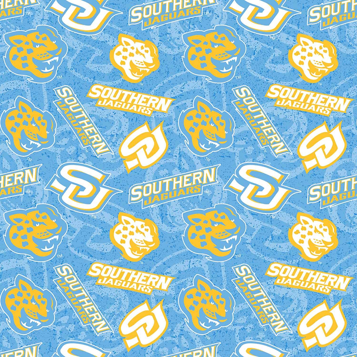 Southern Jaguars NCAA College Tone on Tone Sykel Cotton Fabric SOU-1178
