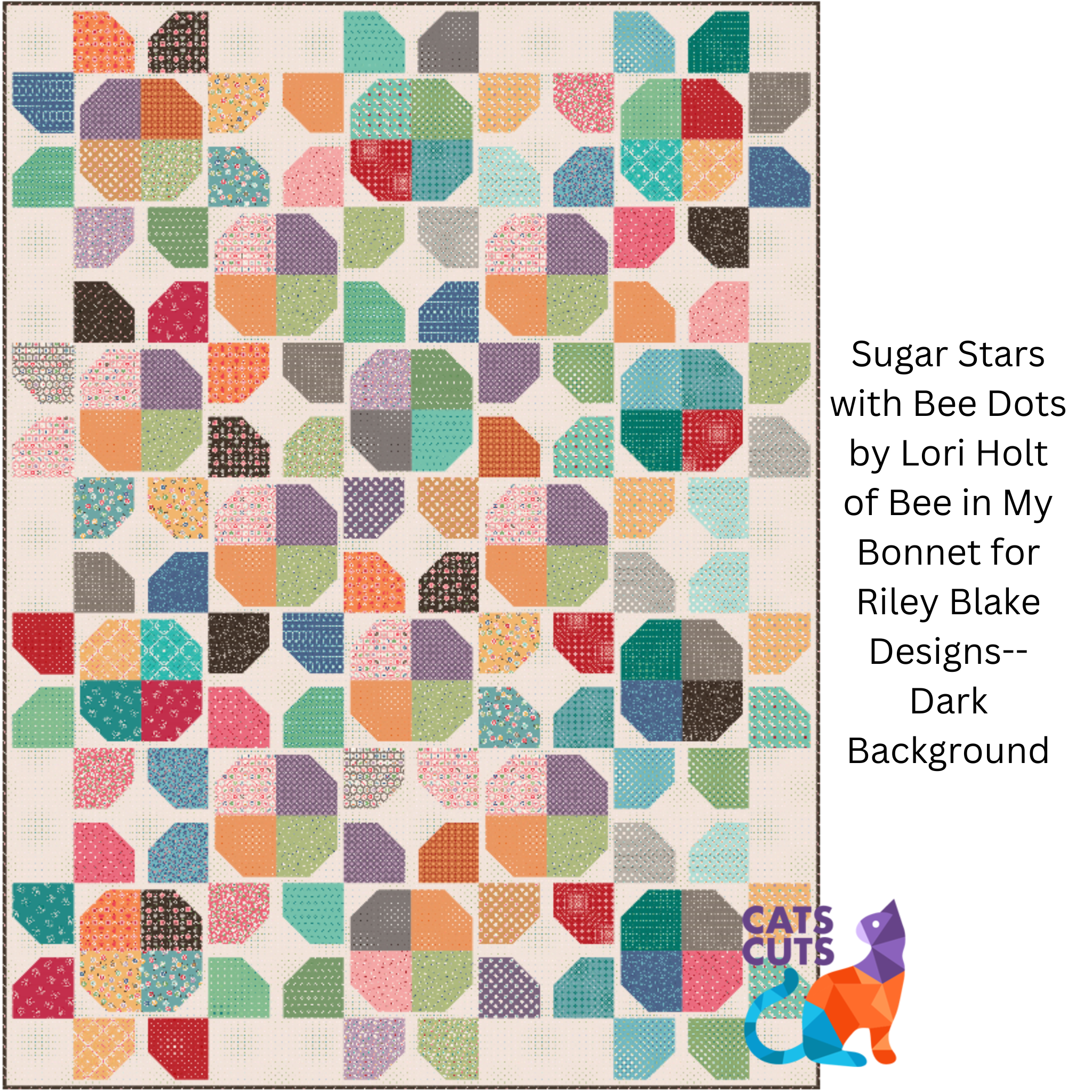 Quilt Kit--Sugar Stars by Lori Holt of Bee in My Bonnet--Bee Dots Colorway with Latte Background