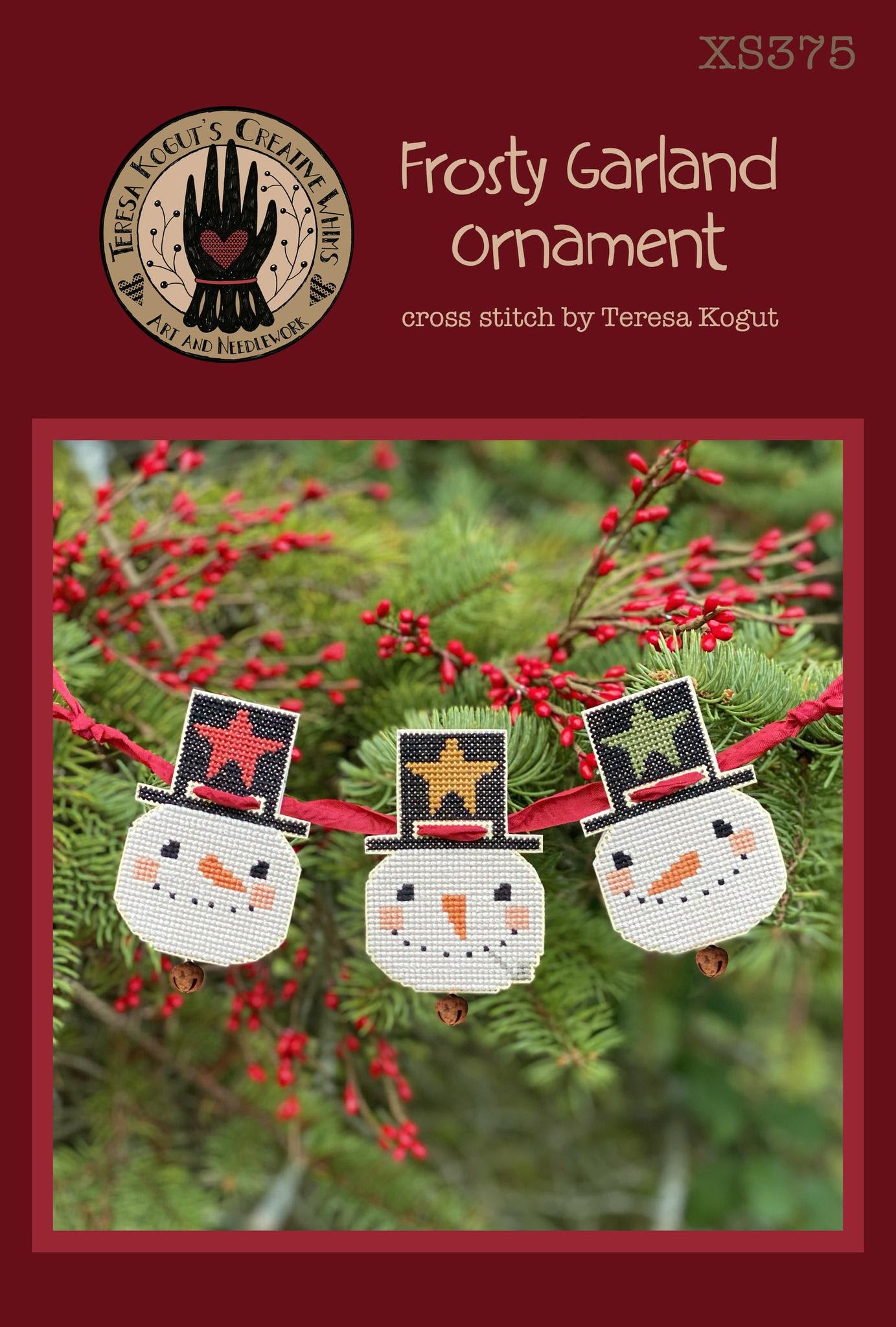 Frosty Garland Ornament Teresa Kogut Cross Stitch Pattern