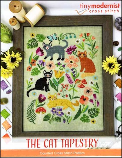 The Cat Tapestry Cross Stitch Pattern by Tiny Modernist