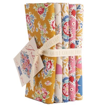 Tilda Jubilee Fat Quarter Bundle Mustard and Pink 5pc TIL300183