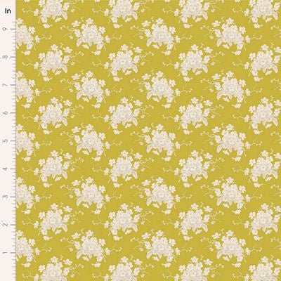 Tilda Sunday Brunch - White Flower Sour Yellow fabric