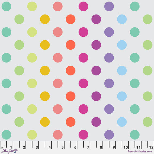 True Colors Graywork Disco Poms Whisper Tula Pink Free Spirit Cotton Fabric FS-PWTP262.WHISPER