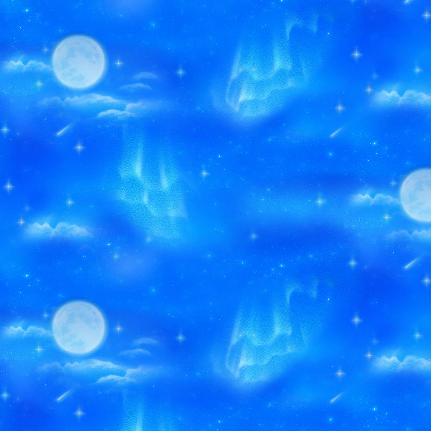 Under the Moon Sky Royal Blue Kentaro Nishino Elizabeth's Studio Cotton Fabric ES-51002-ROYAL