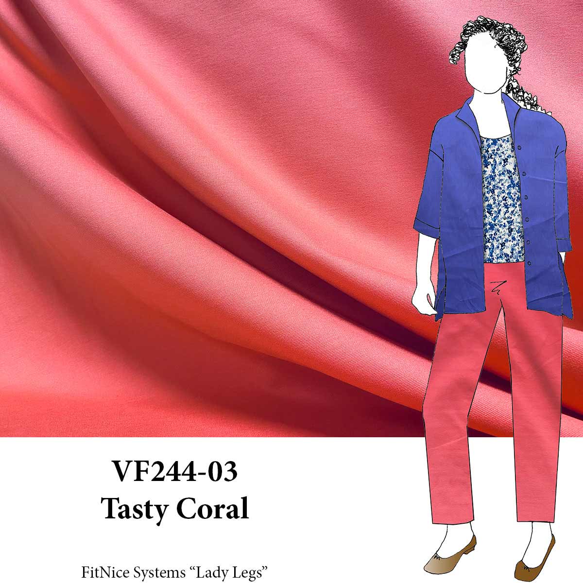 VF244-03 Tasty Coral - Classic Ponte de Roma Double Knit Fabric