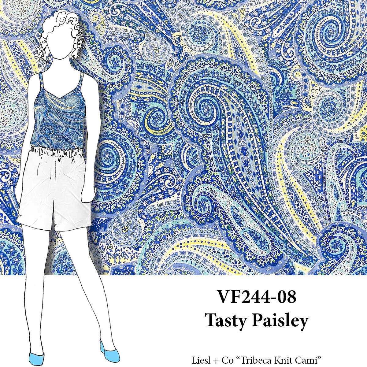VF244-08 Tasty Paisley - Extra-Wide Cotton Rayon Jersey Fabric