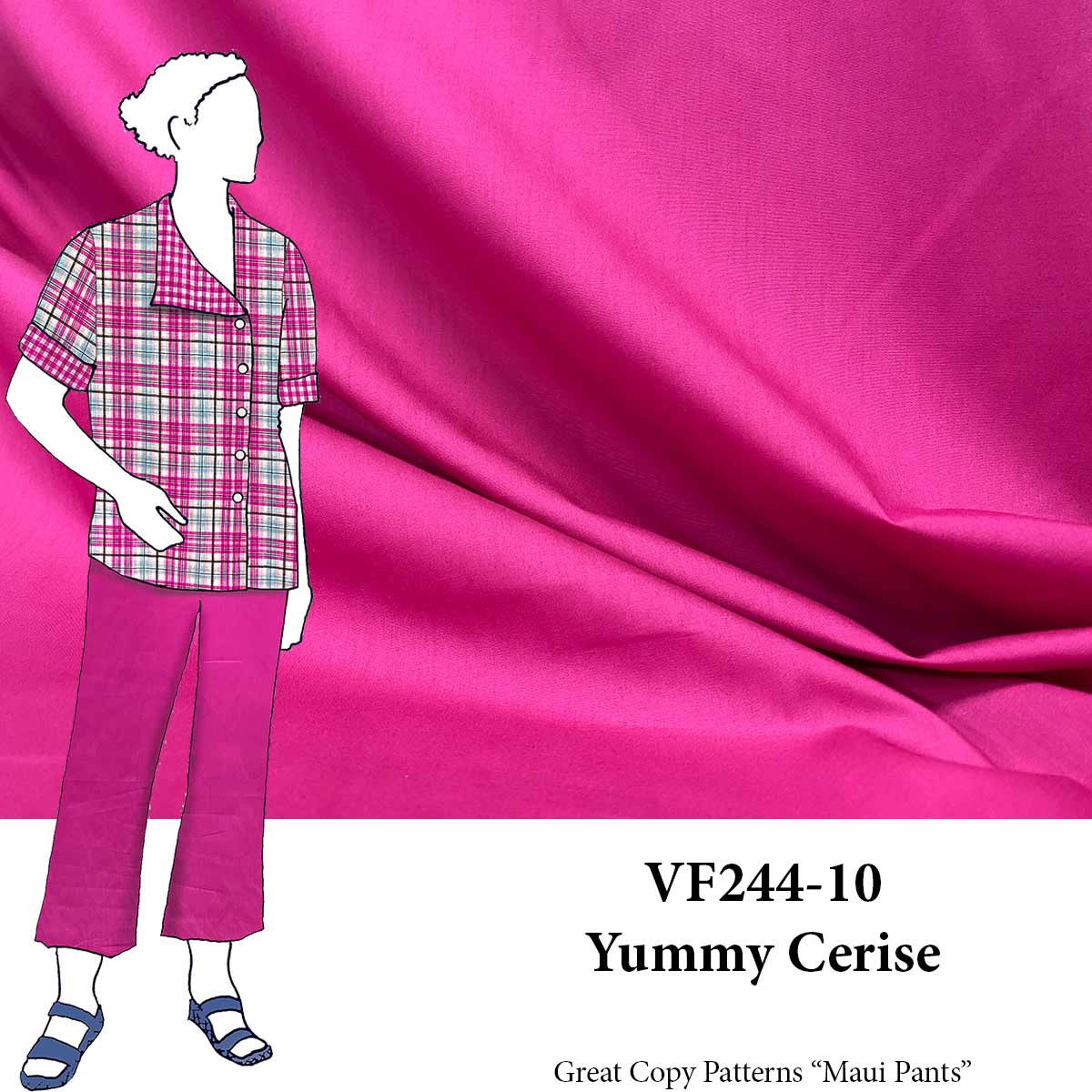 VF244-10 Yummy Cerise - Hot Pink Poly-Cotton Broadcloth Fabric