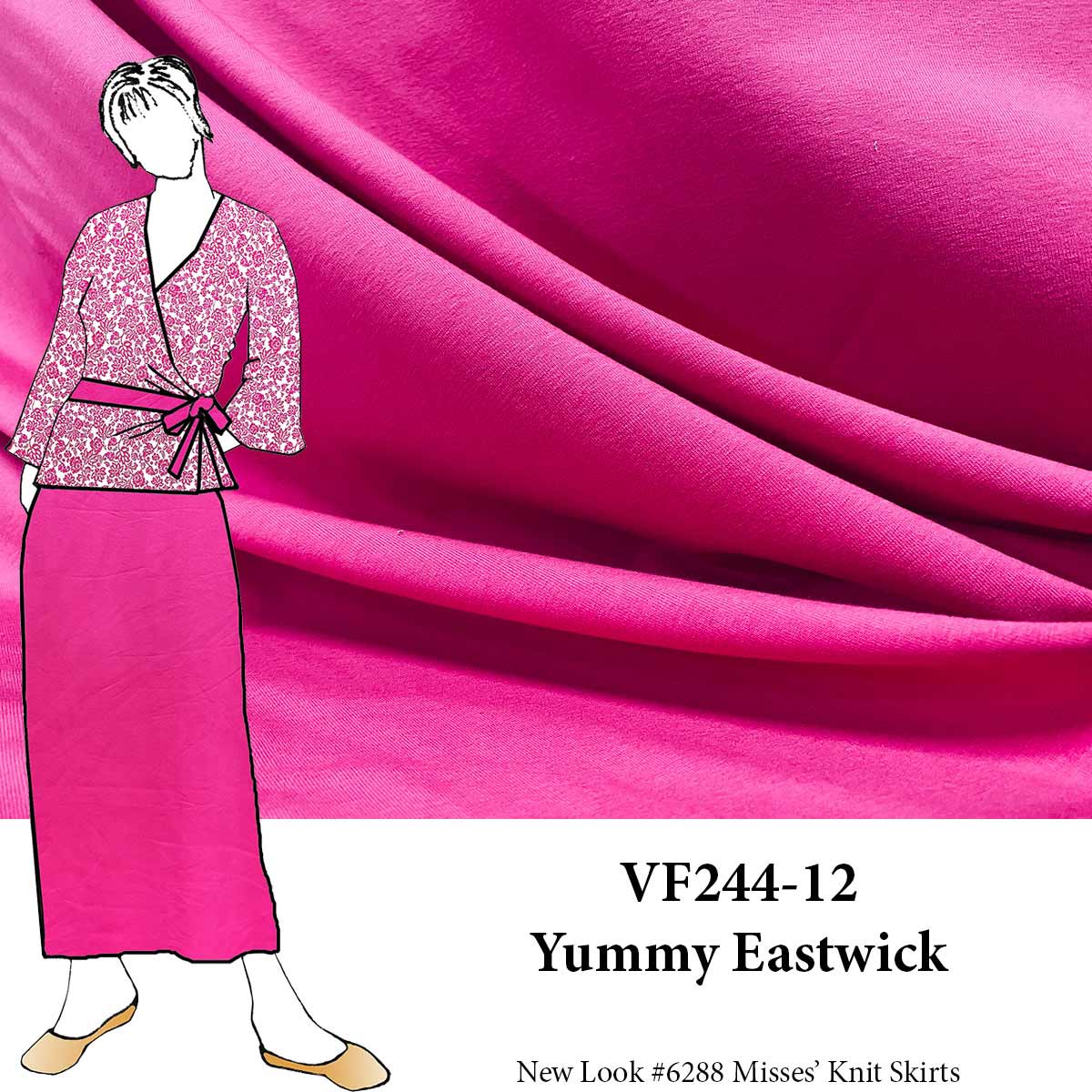 VF244-12 Yummy Eastwick - Hot Pink 64" Thick Cotton Jersey Fabric