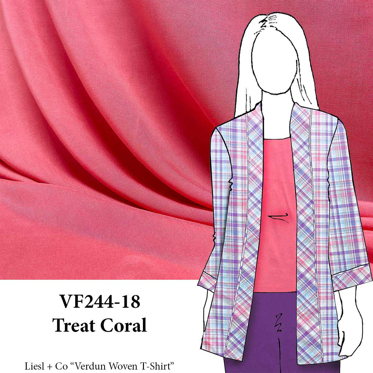 VF244-18 Treat Coral - New Coral Rayon Challis Fabric