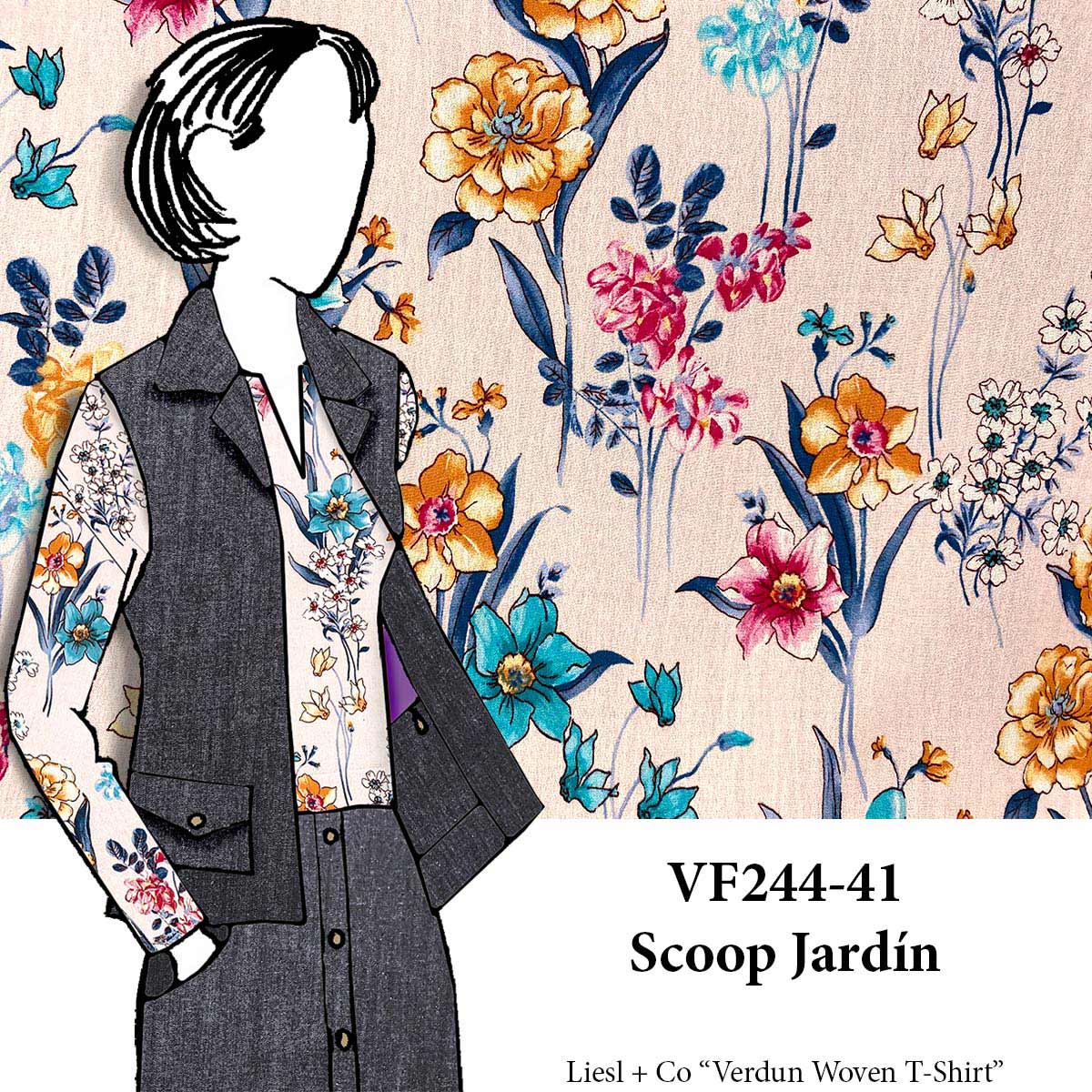 VF244-41 Scoop Jardin - Floral Rayon Gauze Print Fabric