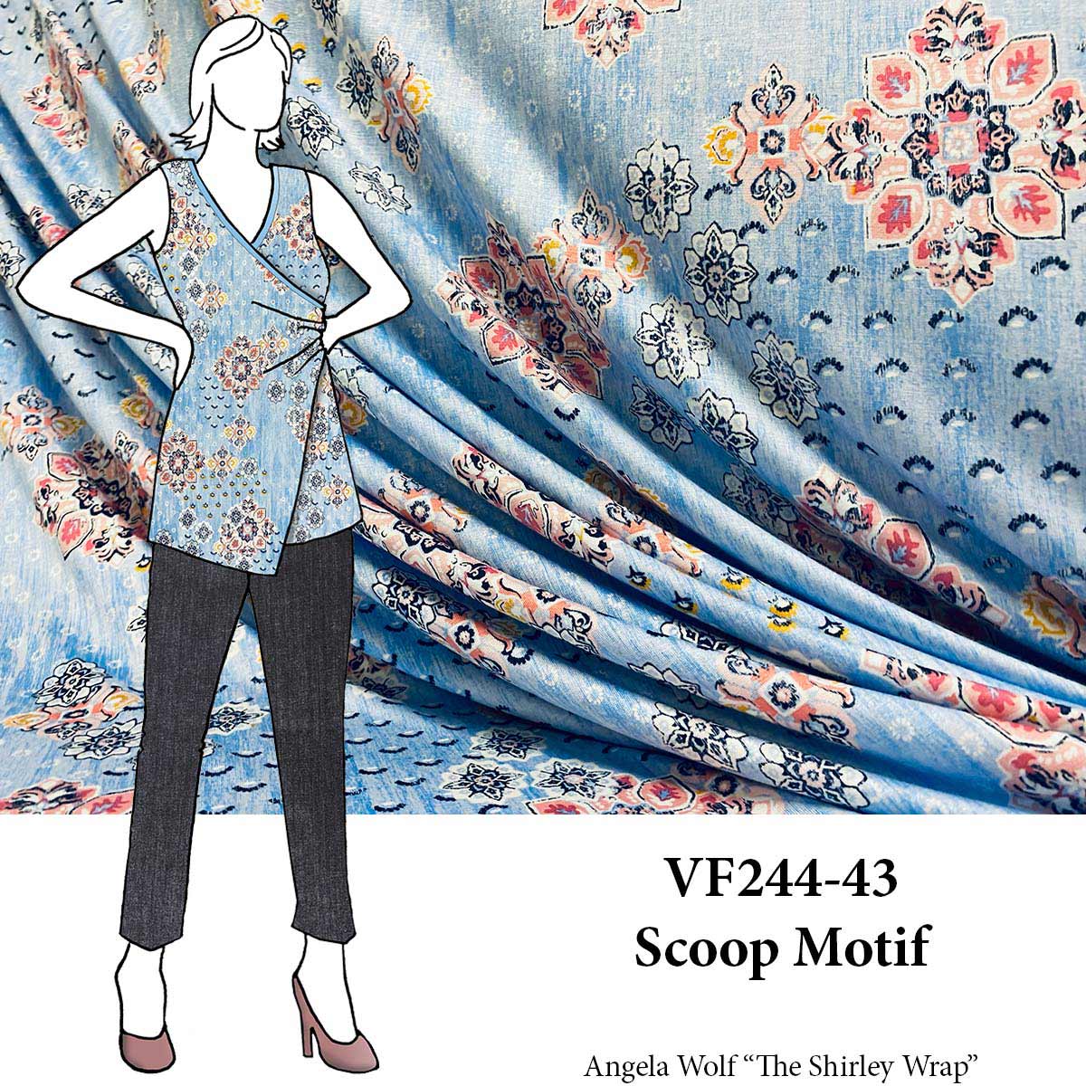 VF244-43 Scoop Motif - Soft 68" Rayon Jersey Knit Print Fabric