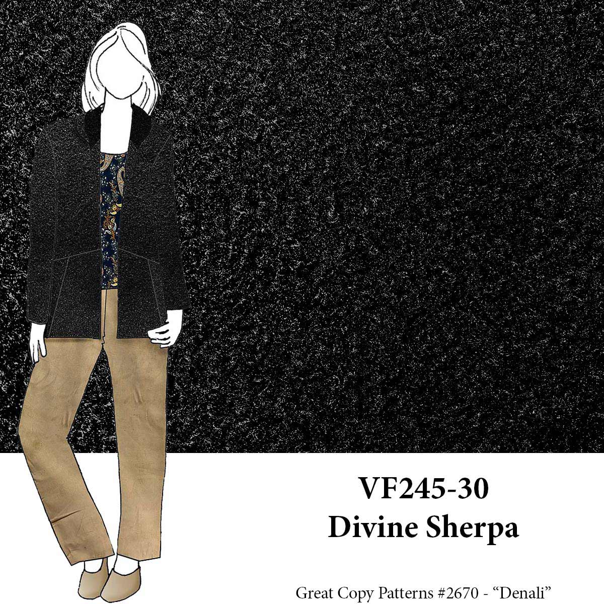 VF245-30 Divine Sherpa - Black Textured Winter Knit Fabric