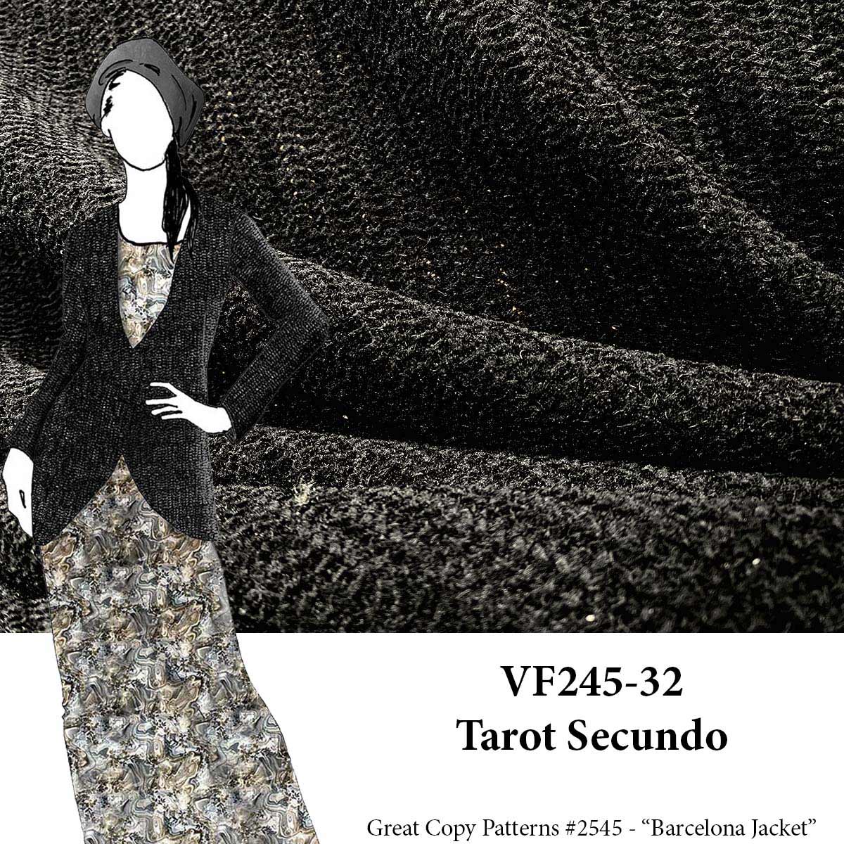 VF245-32 Tarot Secundo - Black Rayon Chenille Knit Fabric