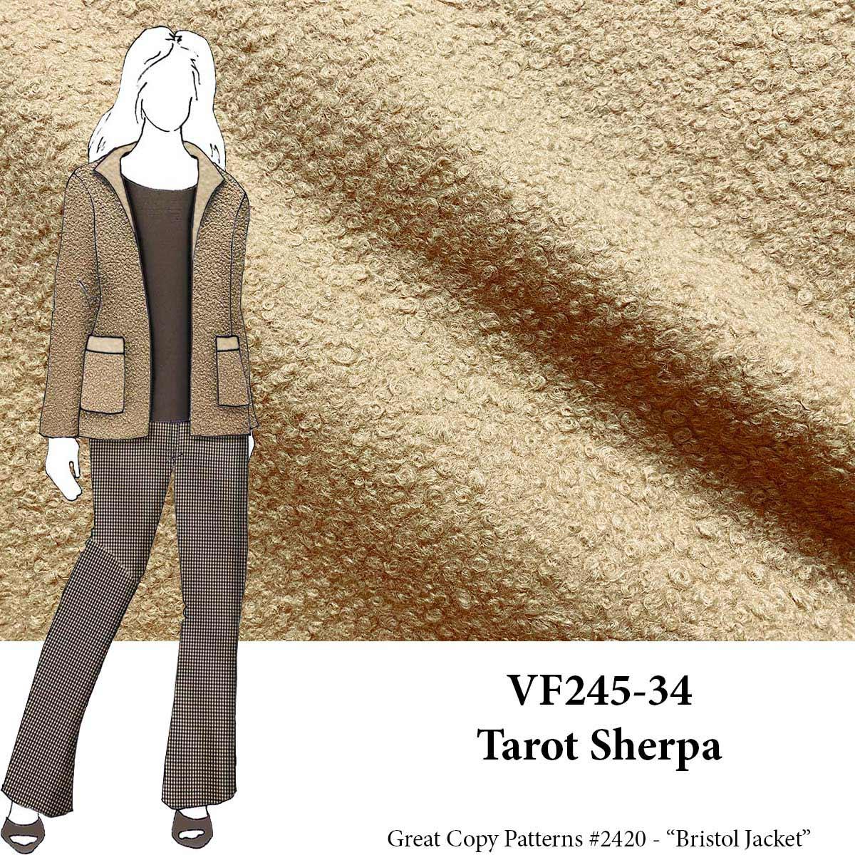 VF245-34 Tarot Sherpa - Tan Textured Winter Knit Fabric