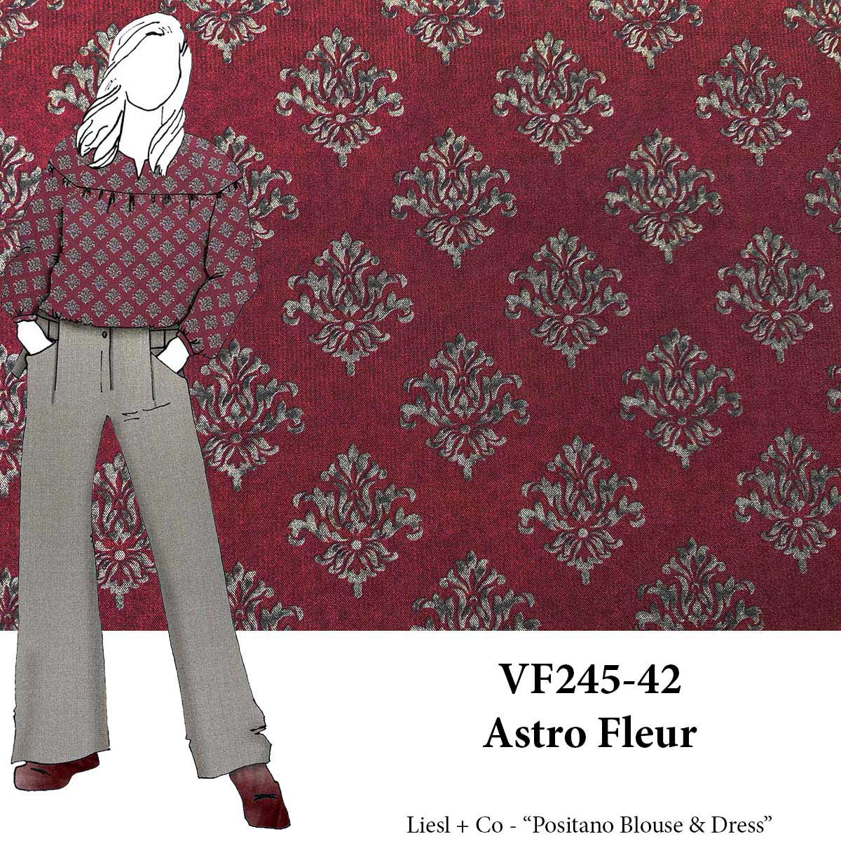 VF245-42 Astro Fleur - Baroque Fleur de Lis Challis Fabric