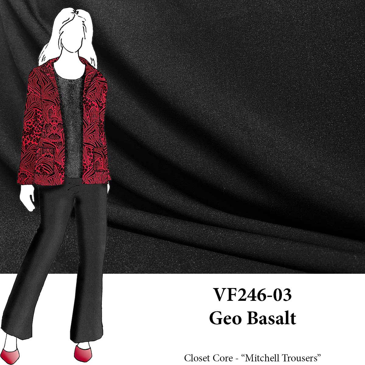 VF246-03 Geo Basalt - Black Felix Stretch-Woven Gabardine Fabric