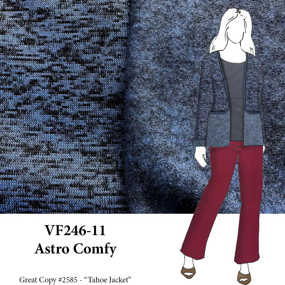 VF246-11 Astro Comfy - Denim & Black Sweater Knit Fleece Fabric