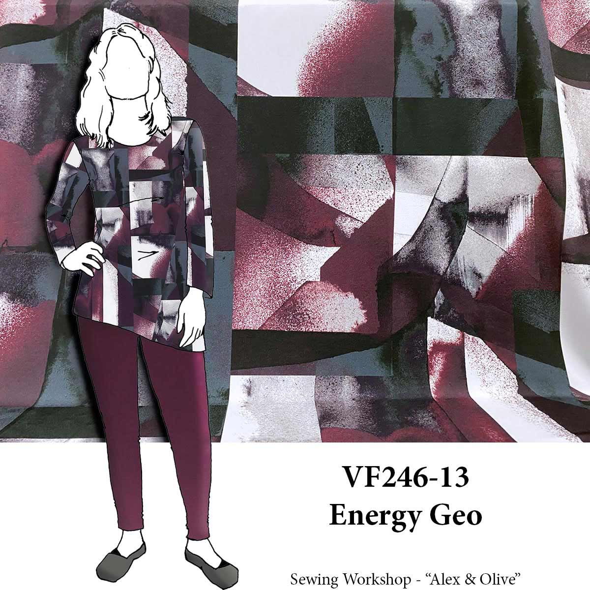 VF246-13 Energy Geo - Burgundy Geometric ITY Knit Fabric