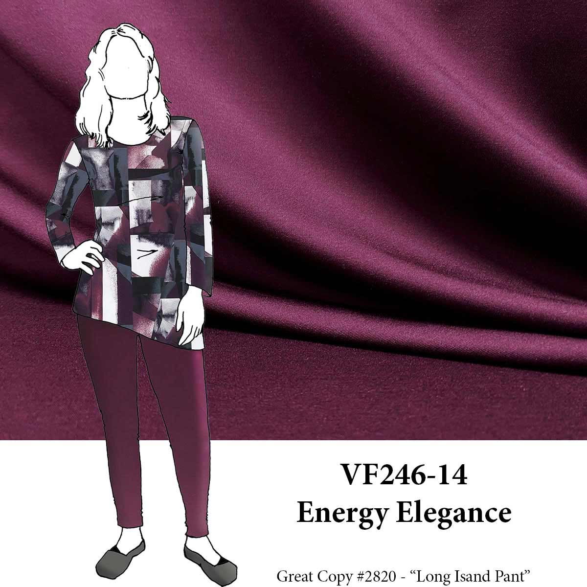 VF246-14 Energy Elegance - Burgundy Sumptuous Double Jersey Fabric