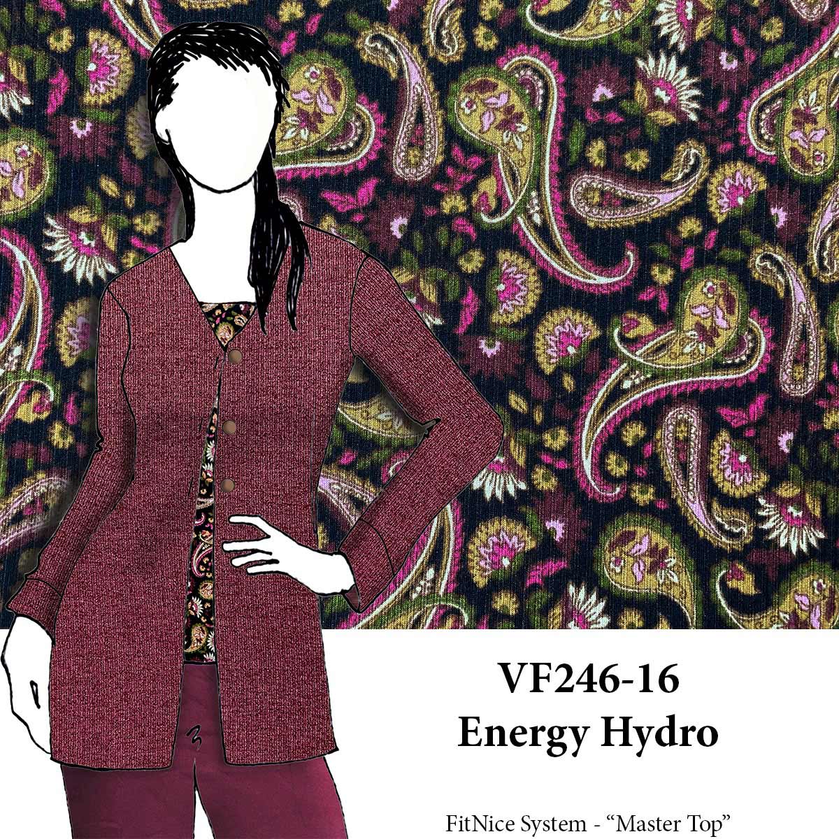 VF246-16 Energy Hydro - Wine on Black Paisley Rib Knit Fabric