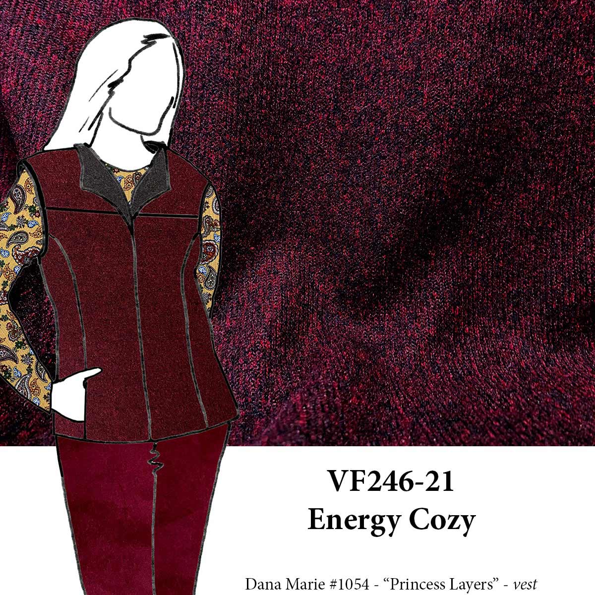 VF246-21 Energy Cozy - Heathered Wine Heavy Sweater Knit Fabric