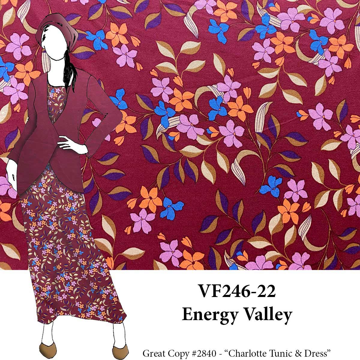 VF246-22 Energy Valley - Floral Double-Brushed ITY Fabric