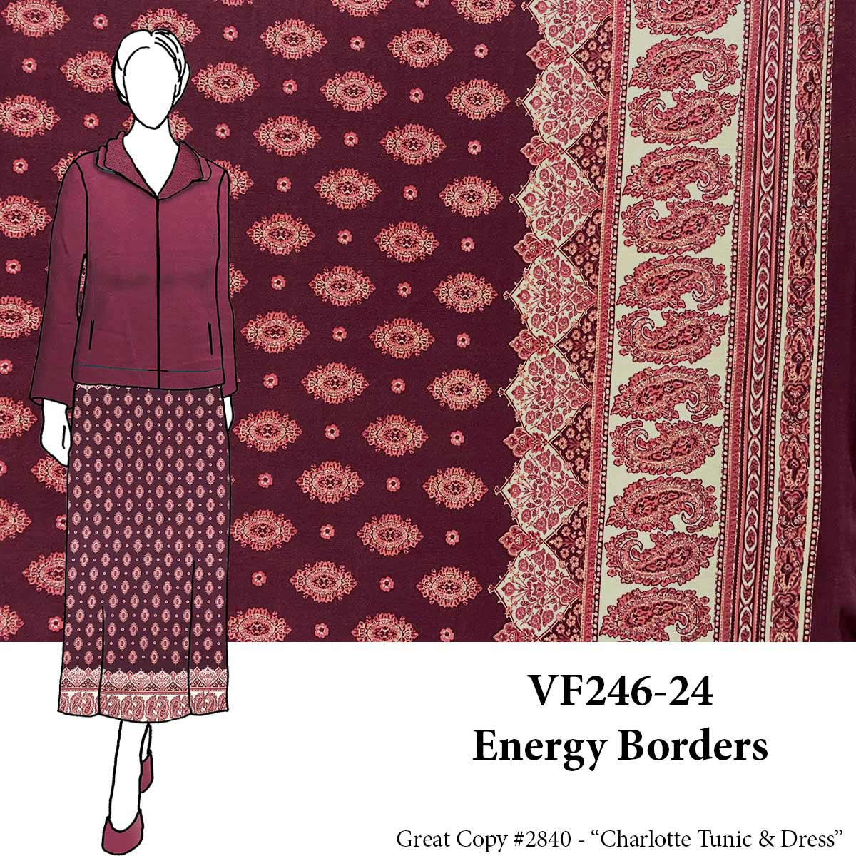 VF246-24 Energy Borders - Double-border Brushed ITY Knit Fabric