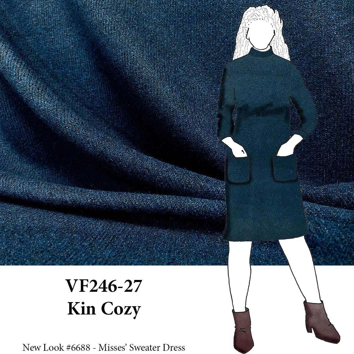 VF246-27 Kin Cozy - Midnight Teal Heavy Sweater Knit Fabric