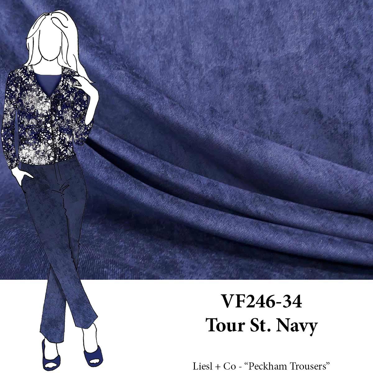 VF246-34 Tour St. Navy - Dark Blue Pinwale Corduroy Fabric