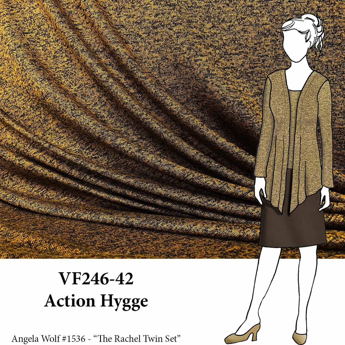 VF246-42 Action Hygge - Gold + Black Heathered Sweater Knit Fabric