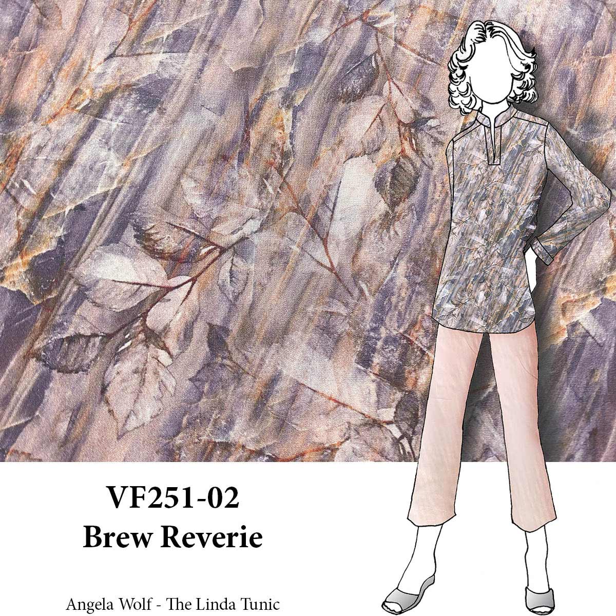 VF251-02 Brew Reverie - Blush and Gray Italian Digital Print Rayon Challis Fabric
