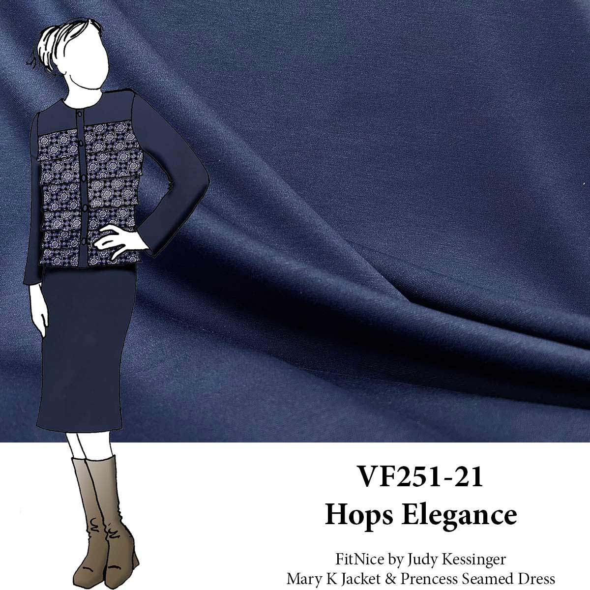 VF251-21 Hops Elegance - Dark Navy Double Jersey Fabric