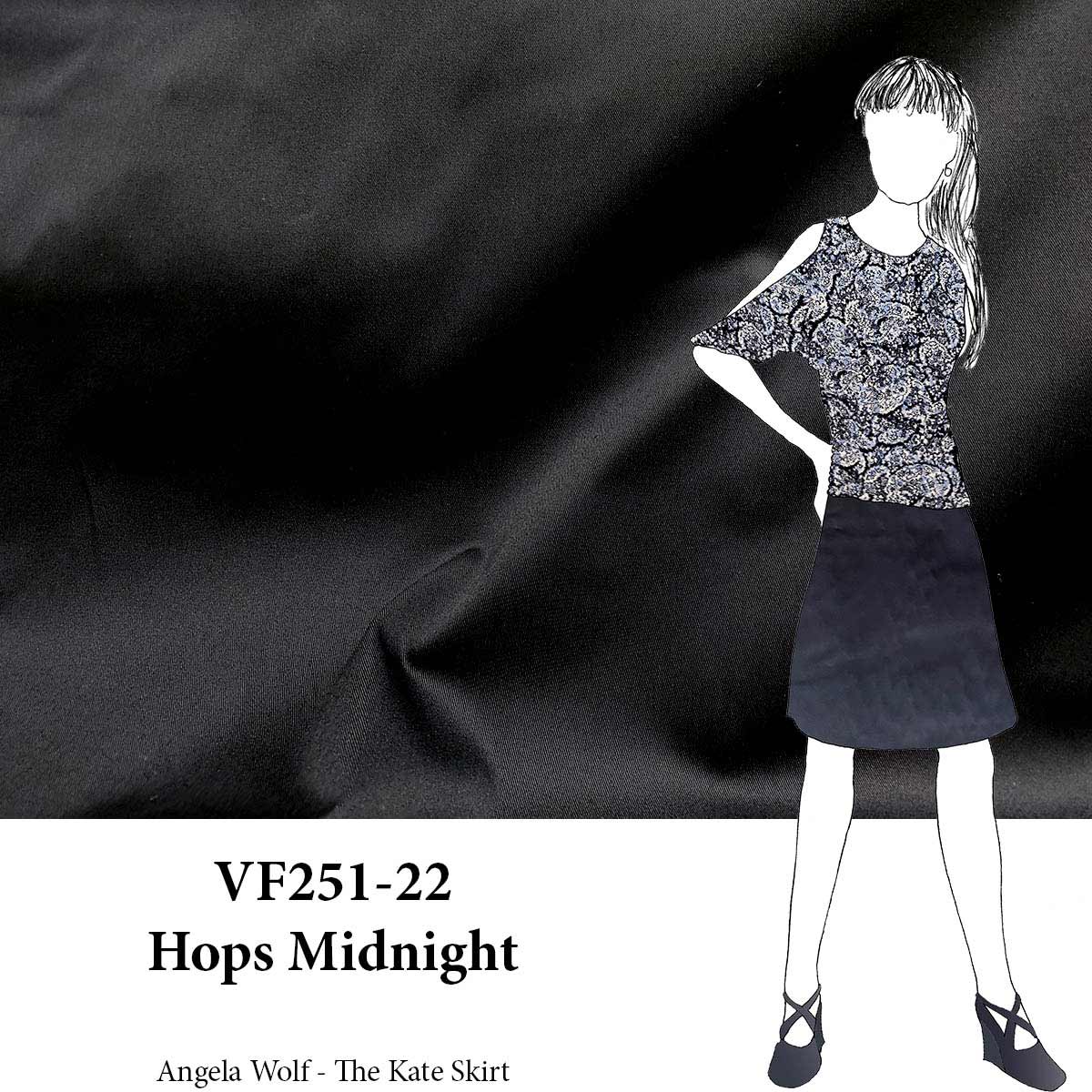 VF251-22 Hops Midnight - Dark Navy Stretch Cotton Poplin Fabric
