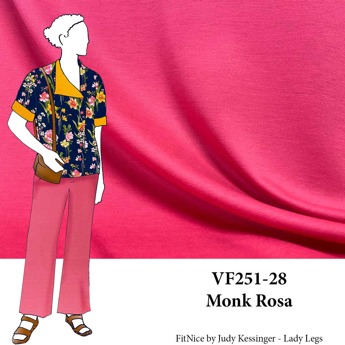 VF251-28 Monk Rosa - Dark Coral Lightweight Ponte de Roma Knit Fabric