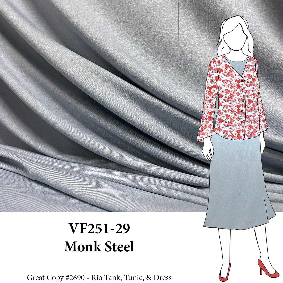 VF251-29 Monk Steel - Gray-blue 68” Rayon Jersey Fabric