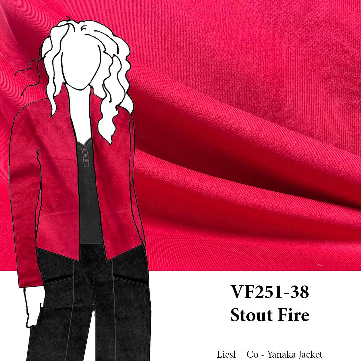VF251-38 Stout Fire - Red Cotton Pinwale Corduroy Fabric