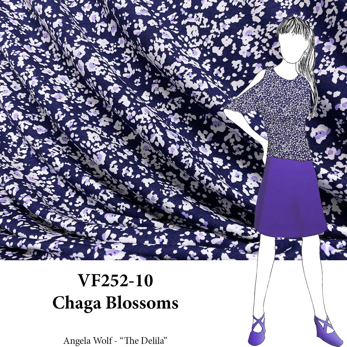 VF252-10 Chaga Blossoms - Extra-wide 67" Rayon Jersey Print Fabric